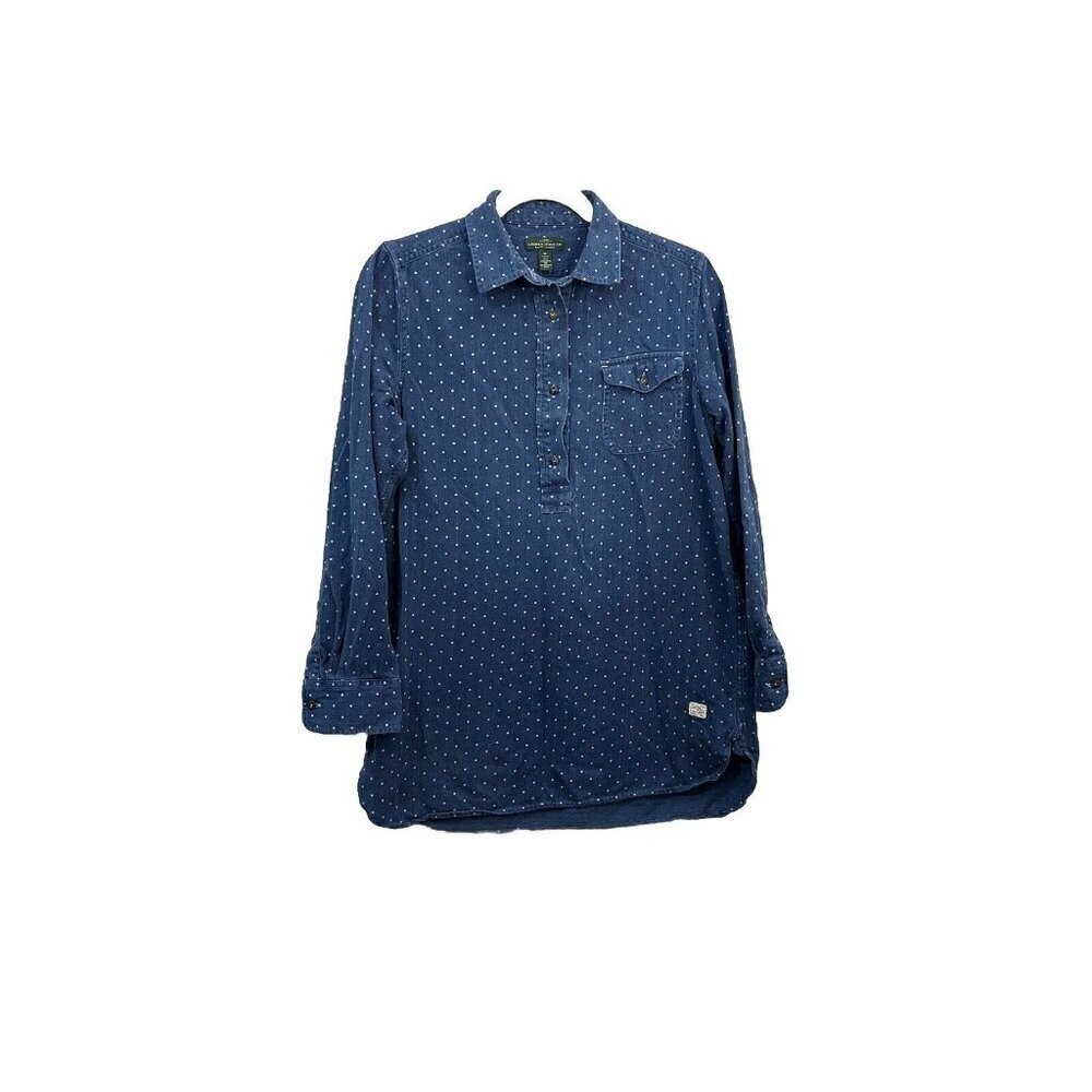 Lauren Ralph Lauren Chambray Polkadot Denim Shirt Size Medium